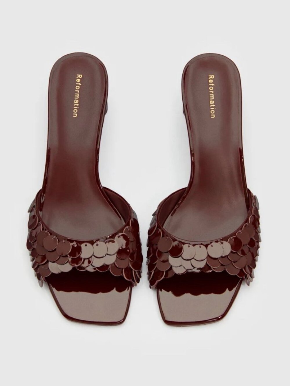 Reformation Imogen Oxblood Leather Disk Sandal Size 9